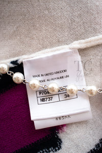 CHANEL 21PS Ivory White Magenta Pink Coco Mark Cashmere Knit Sweater 34 36 38 シャネル アイボリーホワイト マゼンタピンク ココマーク カシミヤ 100% ニット セーター 即発