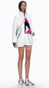 CHANEL 21PS Ivory White Magenta Pink Coco Mark Cashmere Knit Sweater 34 36 38 シャネル アイボリーホワイト マゼンタピンク ココマーク カシミヤ 100% ニット セーター 即発