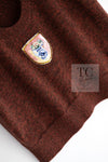 CHANEL 24PF Brown Sequin Vase Motif Cashmere Knit Vest Sweater 36 38 シャネル ブラウン スパンコール 花瓶 モチーフ ニット ベスト カシミヤ100% セーター 即発