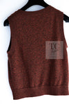 CHANEL 24PF Brown Sequin Vase Motif Cashmere Knit Vest Sweater 36 38 シャネル ブラウン スパンコール 花瓶 モチーフ ニット ベスト カシミヤ100% セーター 即発