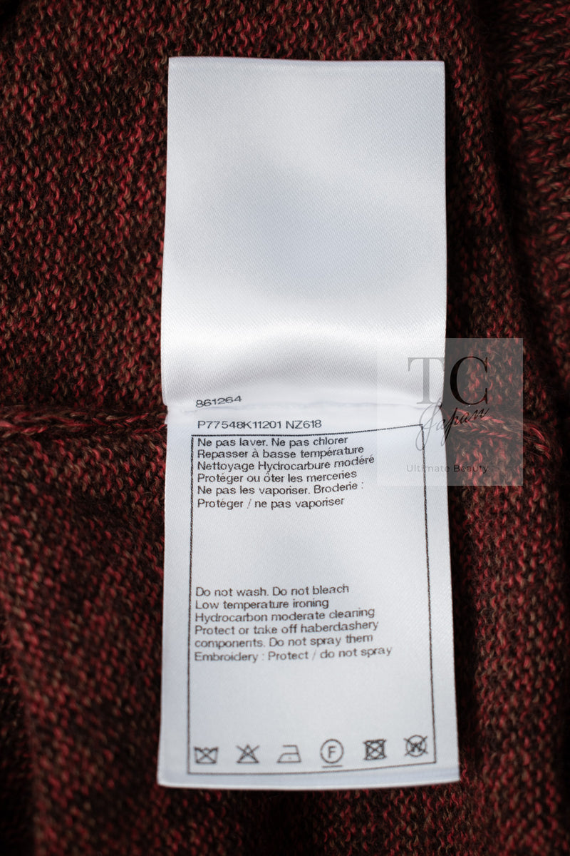 CHANEL 24PF Brown Sequin Vase Motif Cashmere Knit Vest Sweater 36 38 シャネル ブラウン スパンコール 花瓶 モチーフ ニット ベスト カシミヤ100% セーター 即発