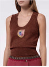 CHANEL 24PF Brown Sequin Vase Motif Cashmere Knit Vest Sweater 36 38 シャネル ブラウン スパンコール 花瓶 モチーフ ニット ベスト カシミヤ100% セーター 即発