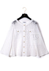 CHANEL 15S White Flower Lace Cotton Tops Blouse Jacket 38 シャネル ホワイト アイボリー フラワー レース トップス ブラウス ジャケット 即発