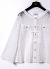 CHANEL 15S White Flower Lace Cotton Tops Blouse Jacket 38 シャネル ホワイト アイボリー フラワー レース トップス ブラウス ジャケット 即発
