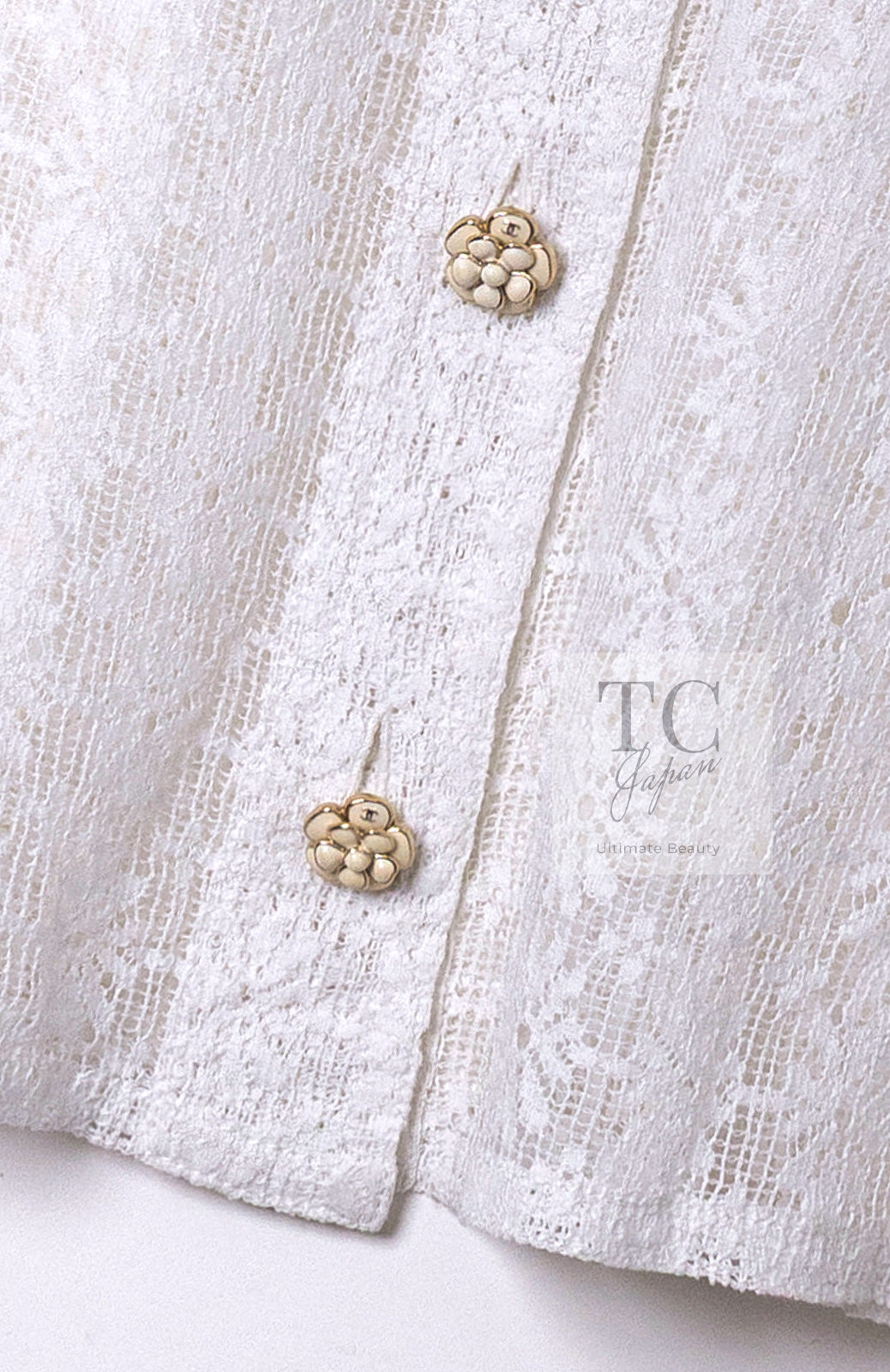 CHANEL 15S White Flower Lace Cotton Tops Blouse Jacket 38 シャネル ホワイト アイボリー フラワー レース トップス ブラウス ジャケット 即発
