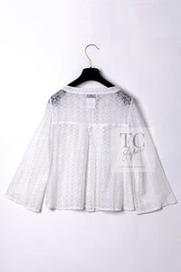 CHANEL 15S White Flower Lace Cotton Tops Blouse Jacket 38 シャネル ホワイト アイボリー フラワー レース トップス ブラウス ジャケット 即発
