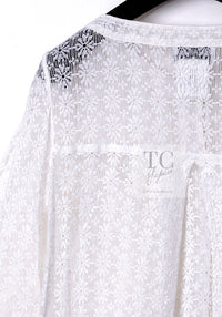 CHANEL 15S White Flower Lace Cotton Tops Blouse Jacket 38 シャネル ホワイト アイボリー フラワー レース トップス ブラウス ジャケット 即発