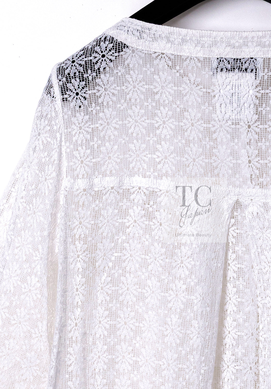 CHANEL 15S White Flower Lace Cotton Tops Blouse Jacket 38 シャネル ホワイト アイボリー フラワー レース トップス ブラウス ジャケット 即発