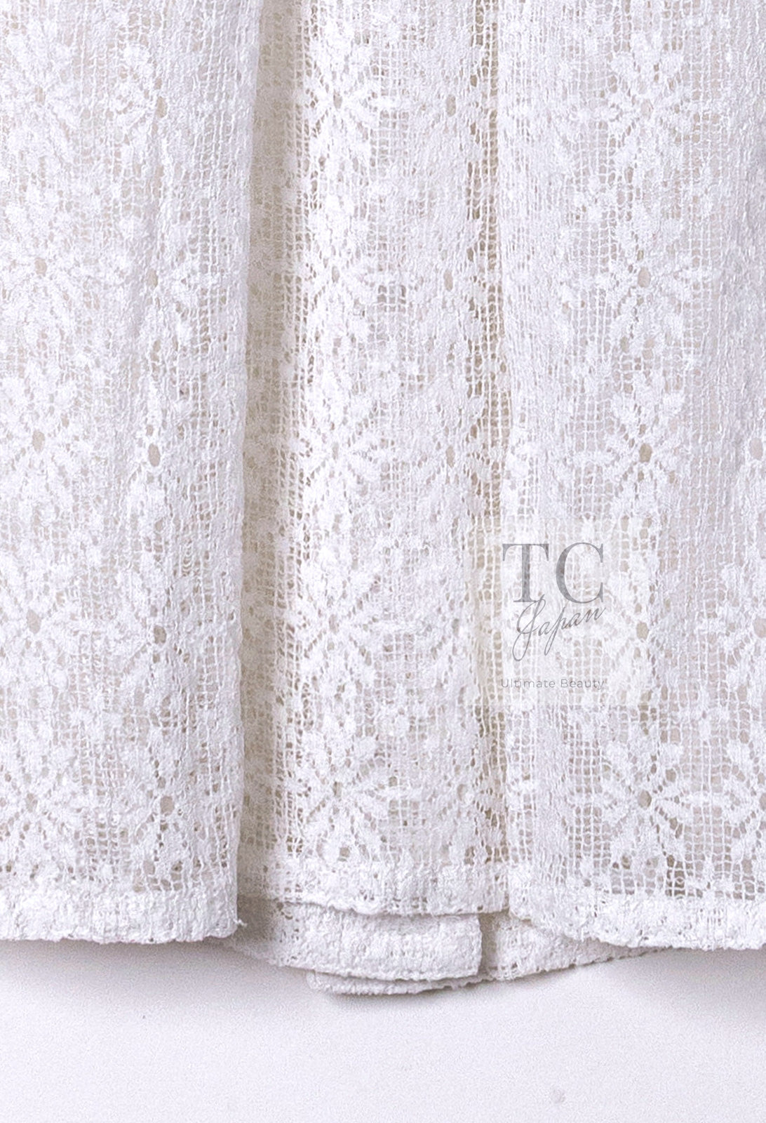 CHANEL 15S White Flower Lace Cotton Tops Blouse Jacket 38 シャネル ホワイト アイボリー フラワー レース トップス ブラウス ジャケット 即発