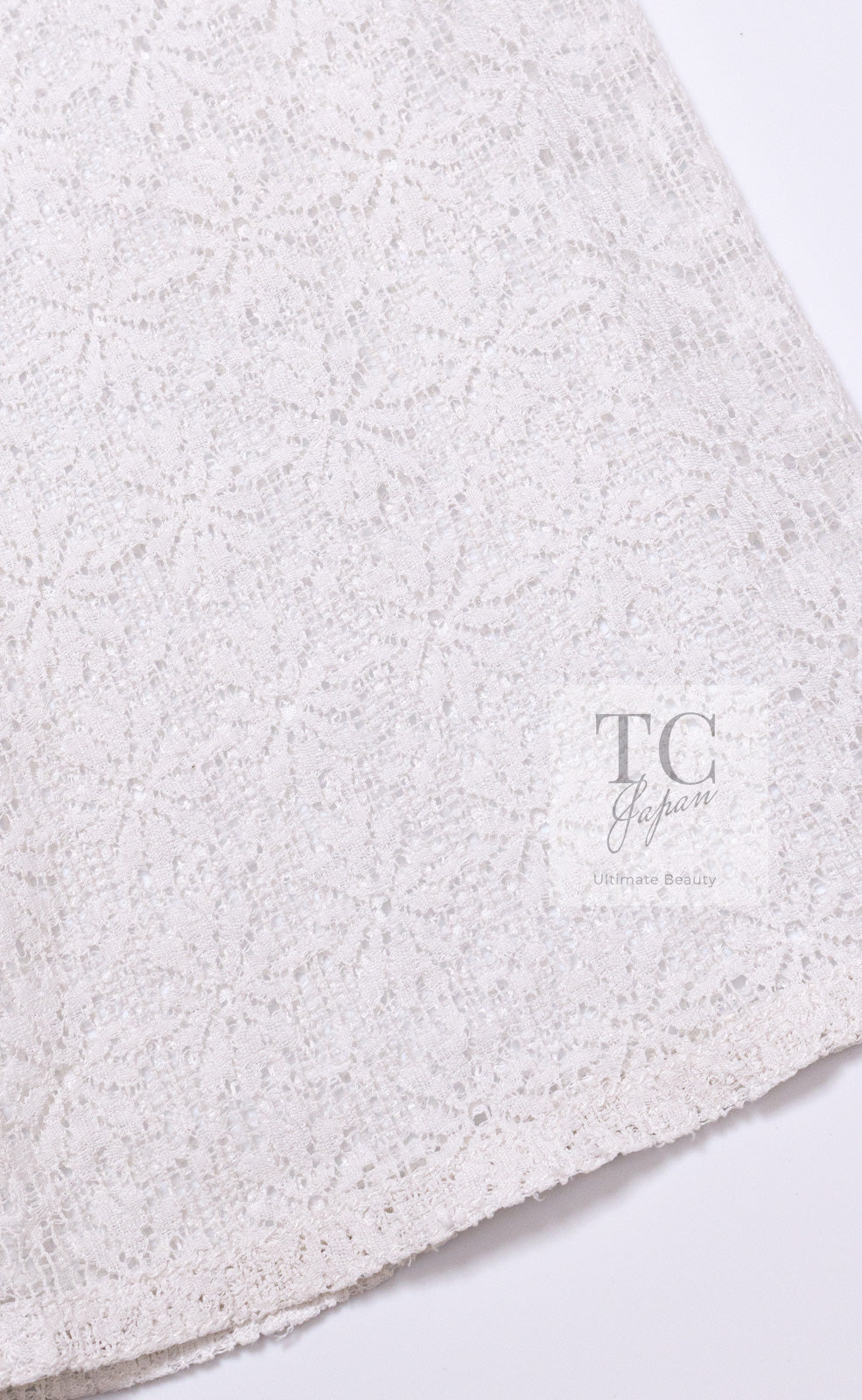 CHANEL 15S White Flower Lace Cotton Tops Blouse Jacket 38 シャネル ホワイト アイボリー フラワー レース トップス ブラウス ジャケット 即発