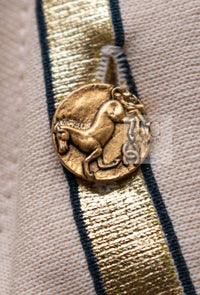 CHANEL 18C Beige Gold Striped Cotton T-shirt Tops 34 シャネル ベージュ ゴールド ボーダー コットン Tシャツ トップス 即発