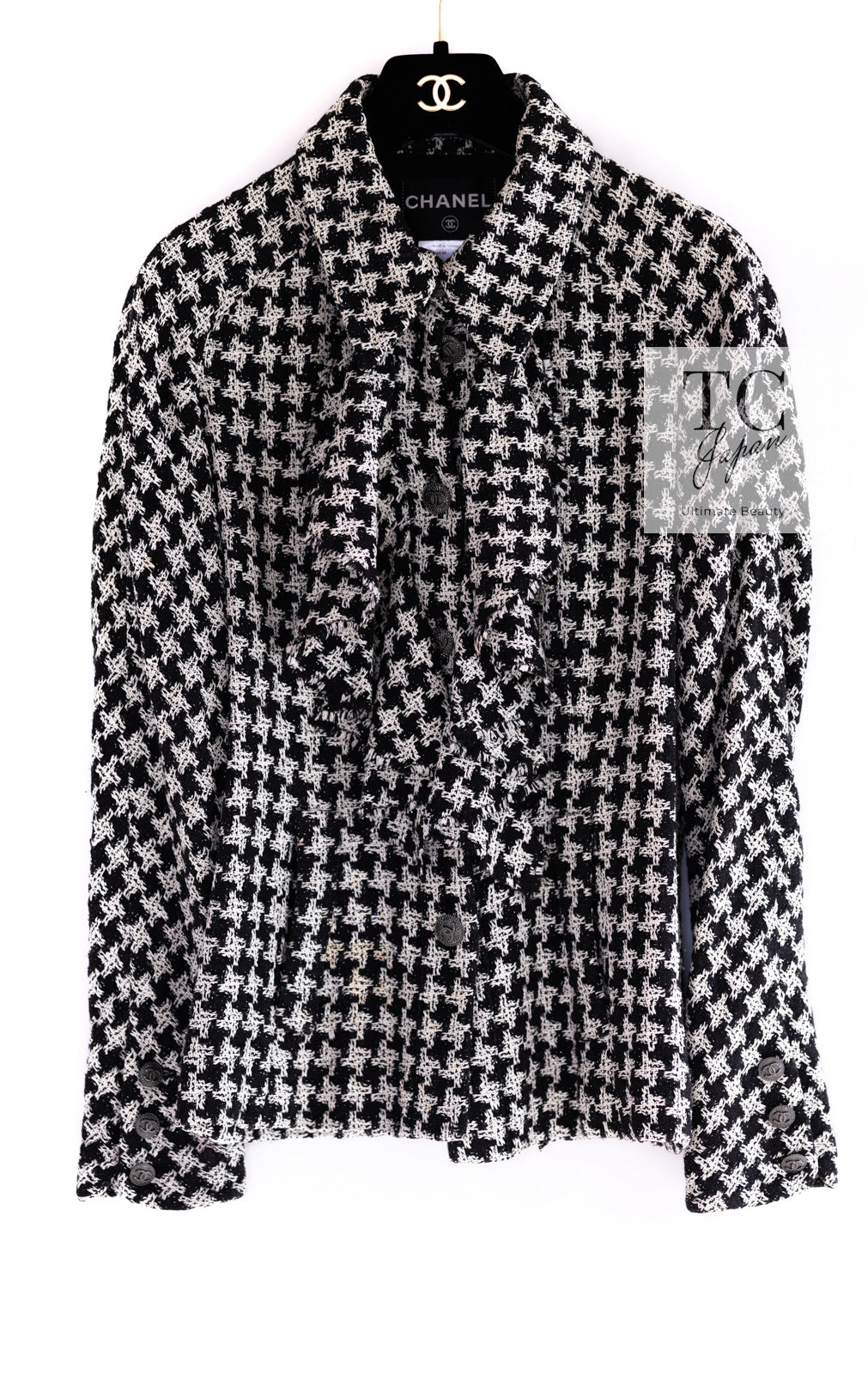 CHANEL 09S Black Ivory Metallic Silk Cardigan Blouse Jacket 34 36 シャネル ブラック アイボリー メタリック シルク カーディガン ブラウス ジャケット 即発