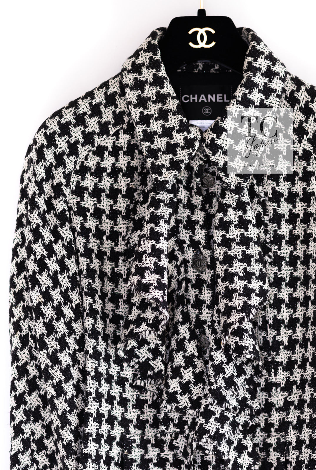 CHANEL 09S Black Ivory Metallic Silk Cardigan Blouse Jacket 38 シャネル ブラック アイボリー メタリック シルク カーディガン ブラウス ジャケット 即発