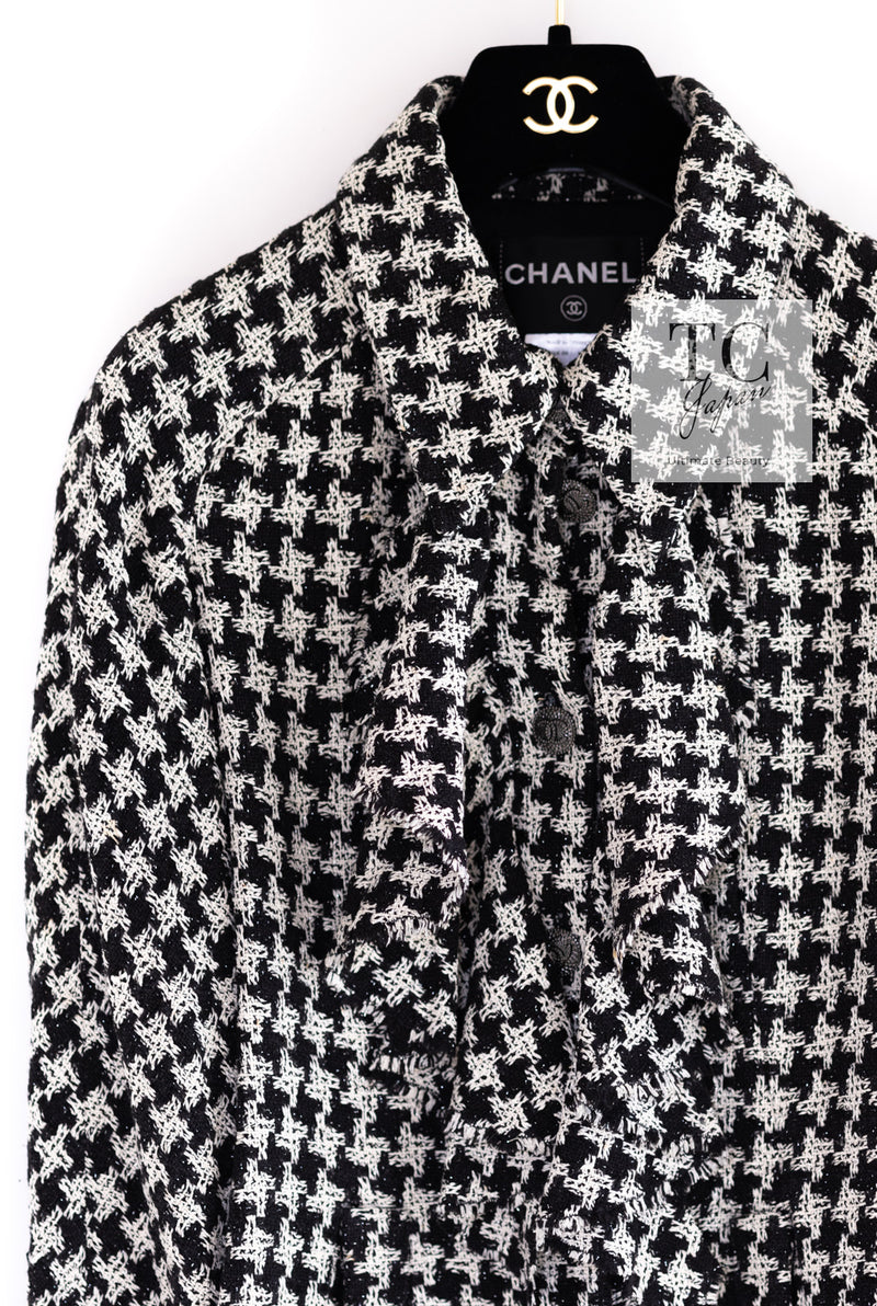 CHANEL 09S Black Ivory Metallic Silk Cardigan Blouse Jacket 38 シャネル ブラック アイボリー メタリック シルク カーディガン ブラウス ジャケット 即発