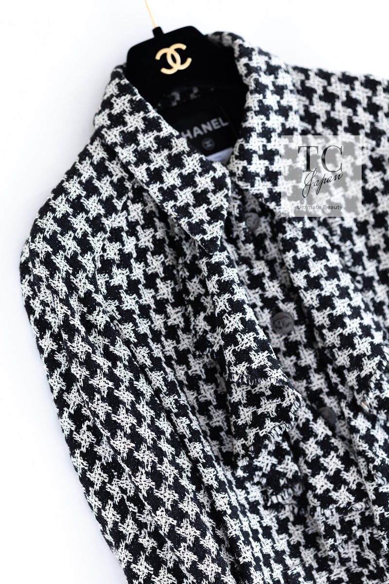 CHANEL 09S Black Ivory Metallic Silk Cardigan Blouse Jacket 38 シャネル ブラック アイボリー メタリック シルク カーディガン ブラウス ジャケット 即発