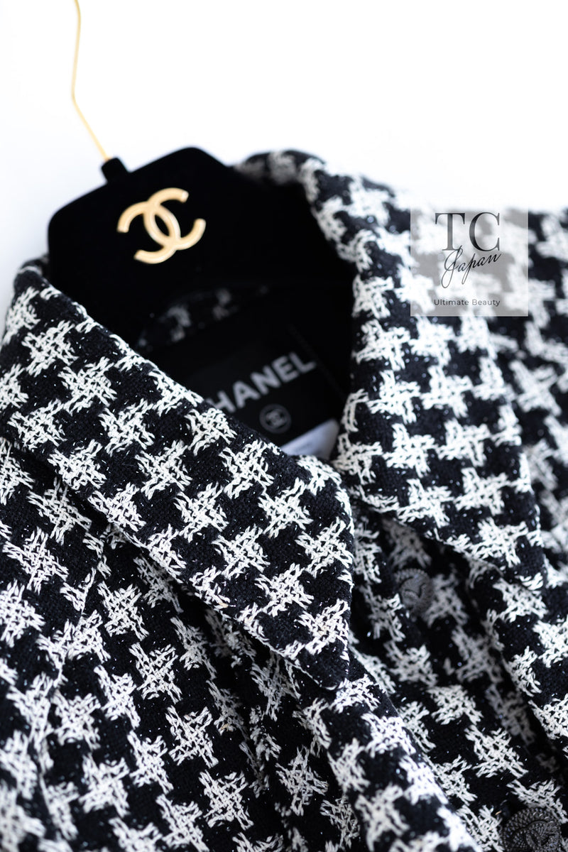 CHANEL 09S Black Ivory Metallic Silk Cardigan Blouse Jacket 38 シャネル ブラック アイボリー メタリック シルク カーディガン ブラウス ジャケット 即発