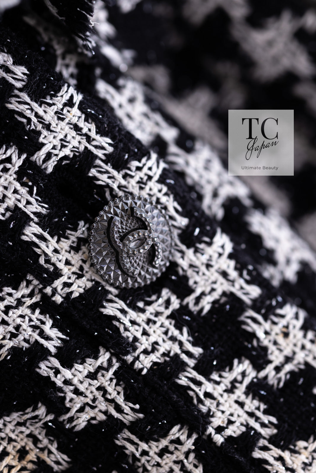 CHANEL 09S Black Ivory Metallic Silk Cardigan Blouse Jacket 38 シャネル ブラック アイボリー メタリック シルク カーディガン ブラウス ジャケット 即発