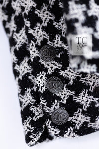 CHANEL 09S Black Ivory Metallic Silk Cardigan Blouse Jacket 38 シャネル ブラック アイボリー メタリック シルク カーディガン ブラウス ジャケット 即発