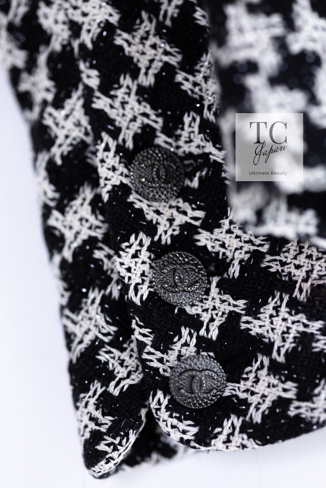 CHANEL 09S Black Ivory Metallic Silk Cardigan Blouse Jacket 38 シャネル ブラック アイボリー メタリック シルク カーディガン ブラウス ジャケット 即発