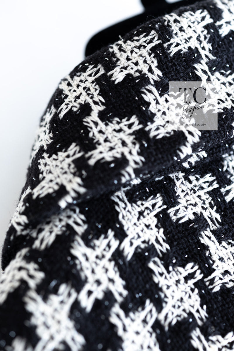 CHANEL 09S Black Ivory Metallic Silk Cardigan Blouse Jacket 38 シャネル ブラック アイボリー メタリック シルク カーディガン ブラウス ジャケット 即発