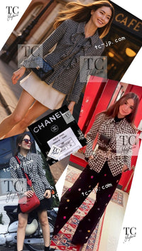CHANEL 09S Black Ivory Metallic Silk Cardigan Blouse Jacket 34 36 シャネル ブラック アイボリー メタリック シルク カーディガン ブラウス ジャケット 即発 - TC JAPAN