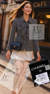 CHANEL 09S Black Ivory Metallic Silk Cardigan Blouse Jacket 38 シャネル ブラック アイボリー メタリック シルク カーディガン ブラウス ジャケット 即発