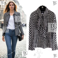 CHANEL 09S Black Ivory Metallic Silk Cardigan Blouse Jacket 34 36 シャネル ブラック アイボリー メタリック シルク カーディガン ブラウス ジャケット 即発