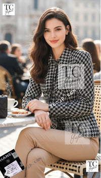 CHANEL 09S Black Ivory Metallic Silk Cardigan Blouse Jacket 34 36 シャネル ブラック アイボリー メタリック シルク カーディガン ブラウス ジャケット 即発 - TC JAPAN