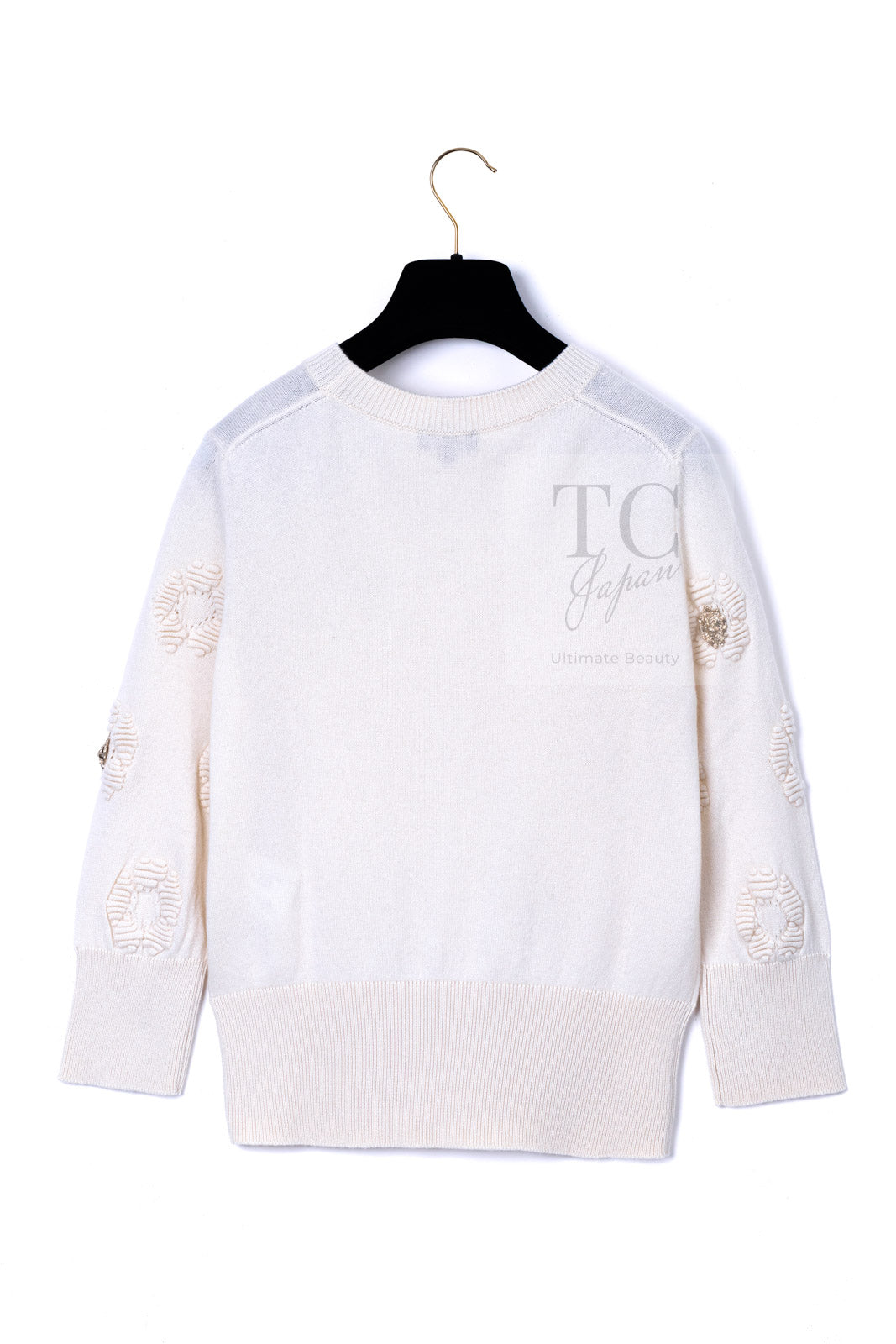 CHANEL 17PS Ivory Cashmere 100% Lion Embellished Knit Sweater 34 シャネル アイボリー カシミヤ ライオン 装飾 ニット トップス セーター 即発