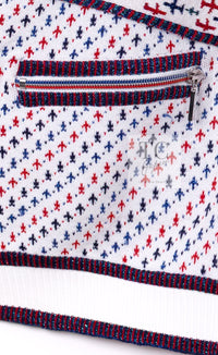 CHANEL 16S White Red Blue Tricolor Airplane Tops Sweater 38 シャネル ホワイト レッド ブルー 飛行機 ニット セーター トレーナー 即発