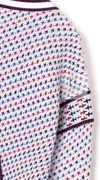CHANEL 16S White Red Blue Tricolor Airplane Tops Sweater 38 シャネル ホワイト レッド ブルー 飛行機 ニット セーター トレーナー 即発