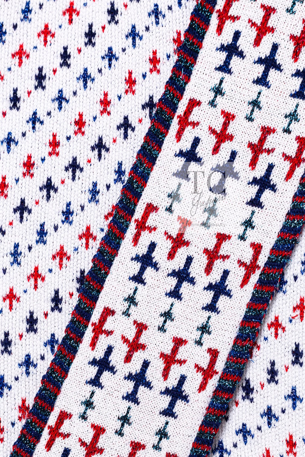 CHANEL 16S White Red Blue Tricolor Airplane Tops Sweater 38 シャネル ホワイト レッド ブルー 飛行機 ニット セーター トレーナー 即発