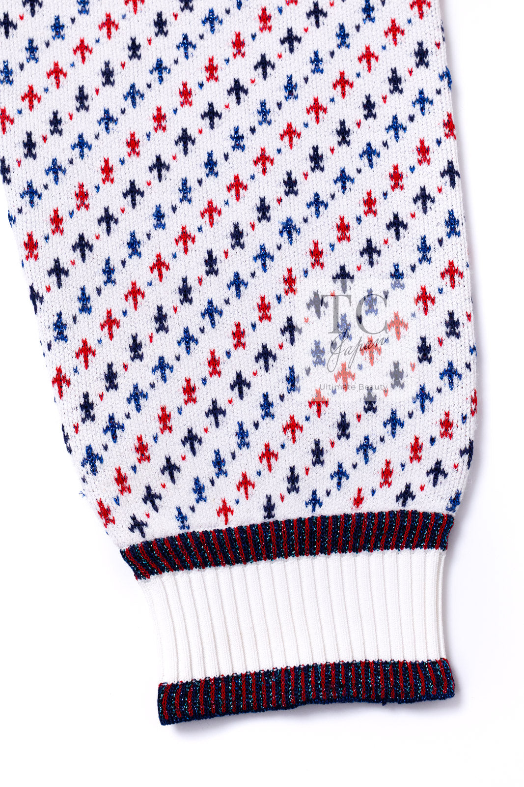 CHANEL 16S White Red Blue Tricolor Airplane Tops Sweater 38 シャネル ホワイト レッド ブルー 飛行機 ニット セーター トレーナー 即発