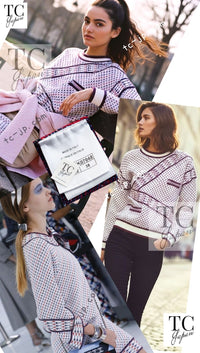 CHANEL 16S White Red Blue Tricolor Airplane Tops Sweater 38 シャネル ホワイト レッド ブルー 飛行機 ニット セーター トレーナー 即発