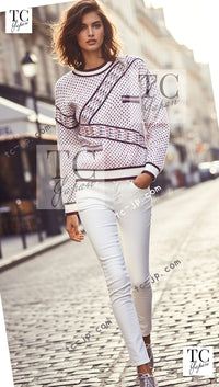 CHANEL 16S White Red Blue Tricolor Airplane Tops Sweater 38 シャネル ホワイト レッド ブルー 飛行機 ニット セーター トレーナー 即発