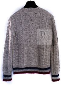 CHANEL 15PF Gray Wool Cashmere Mohair Floral Embellished Knit Sweater 38 シャネル グレー ウール カシミヤ モヘア フラワー ニット セーター 即発