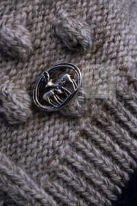 CHANEL 15PF Gray Wool Cashmere Mohair Floral Embellished Knit Sweater 38 シャネル グレー ウール カシミヤ モヘア フラワー ニット セーター 即発