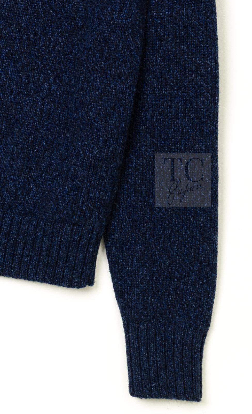CHANEL 22A Navy Pink Coco Mark Cashmere Knit Sweater CC Logo Gripox Buttons 12