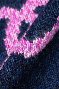 CHANEL 22A Navy Pink Coco Mark Cashmere Knit Sweater CC Logo Gripox Buttons 7