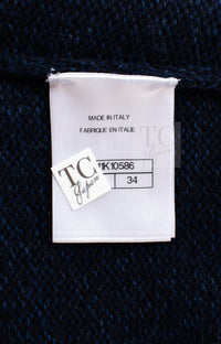 シャネル セーター CHANEL 22A ネイビー ピンク ココ マーク カシミヤ 100% ニット CC グリポワ宝石ボタン 34 36 38