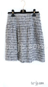 CHANEL 05A Gray Silver Mix Wool Tweed Skirt 36 シャネル グレー シルバー ふんわり ウール ツイード スカート 即発