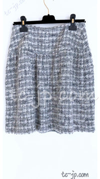 CHANEL 05A Gray Silver Mix Wool Tweed Skirt 36 シャネル グレー シルバー ふんわり ウール ツイード スカート 即発