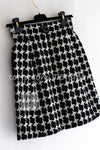 CHANEL 07A Black Ivory Wool Cashmere Houndstooth Tweed Skirt 40 シャネル ブラック アイボリー ウール カシミヤ 千鳥格子 肉厚 ツイード スカート 即発