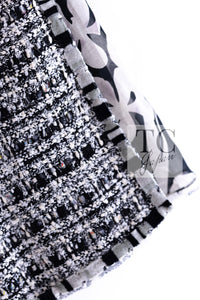 CHANEL 04S Black White CC Logo Wool Silk Cotton Lesage Tweed Skirt 38 シャネル ブラック ホワイト CC ロゴ ウール シルク コットン ルサージュ ツイード スカート 即発