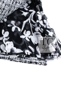 CHANEL 04S Black White CC Logo Wool Silk Cotton Lesage Tweed Skirt 38 シャネル ブラック ホワイト CC ロゴ ウール シルク コットン ルサージュ ツイード スカート 即発