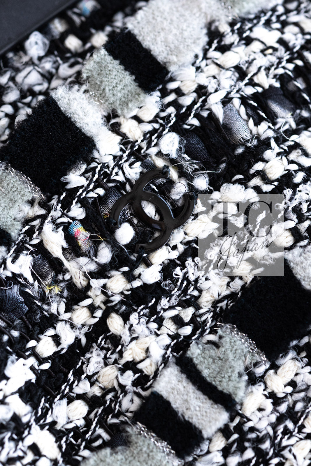 CHANEL 04S Black White CC Logo Wool Silk Cotton Lesage Tweed Skirt 38 シャネル ブラック ホワイト CC ロゴ ウール シルク コットン ルサージュ ツイード スカート 即発
