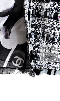 CHANEL 04S Black White CC Logo Wool Silk Cotton Lesage Tweed Skirt 38 シャネル ブラック ホワイト CC ロゴ ウール シルク コットン ルサージュ ツイード スカート 即発