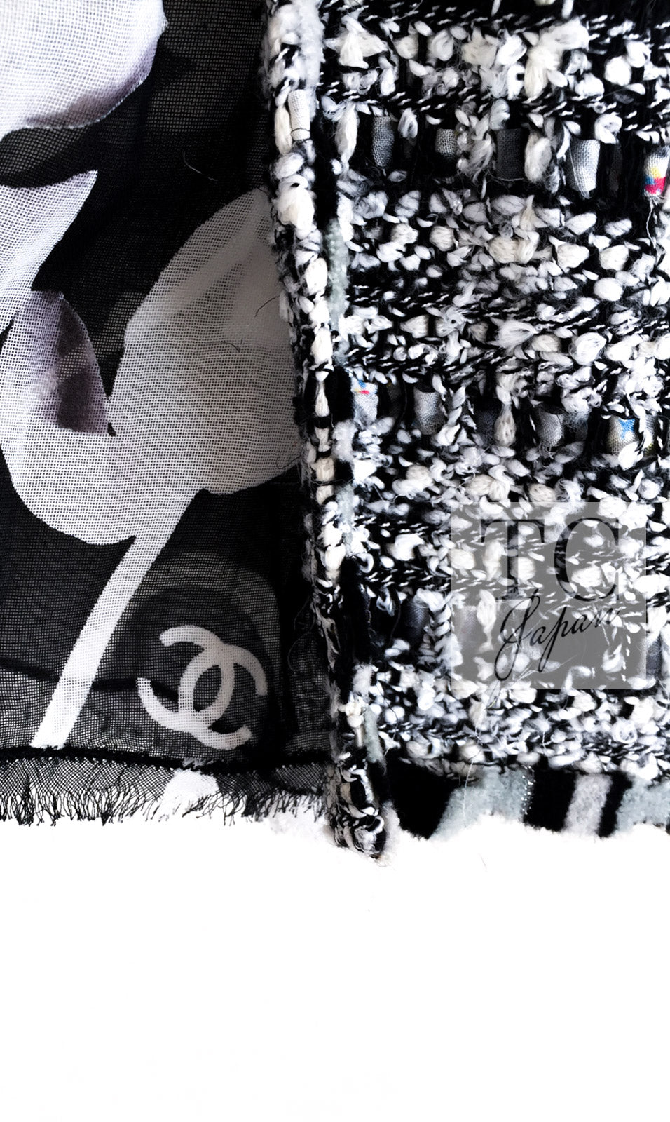CHANEL 04S Black White CC Logo Wool Silk Cotton Lesage Tweed Skirt 38 シャネル ブラック ホワイト CC ロゴ ウール シルク コットン ルサージュ ツイード スカート 即発