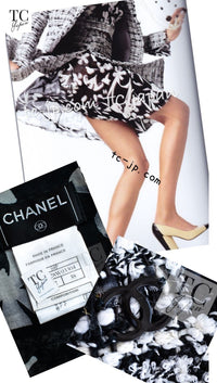 CHANEL 04S Black White CC Logo Wool Silk Cotton Lesage Tweed Skirt 38 シャネル ブラック ホワイト CC ロゴ ウール シルク コットン ルサージュ ツイード スカート 即発