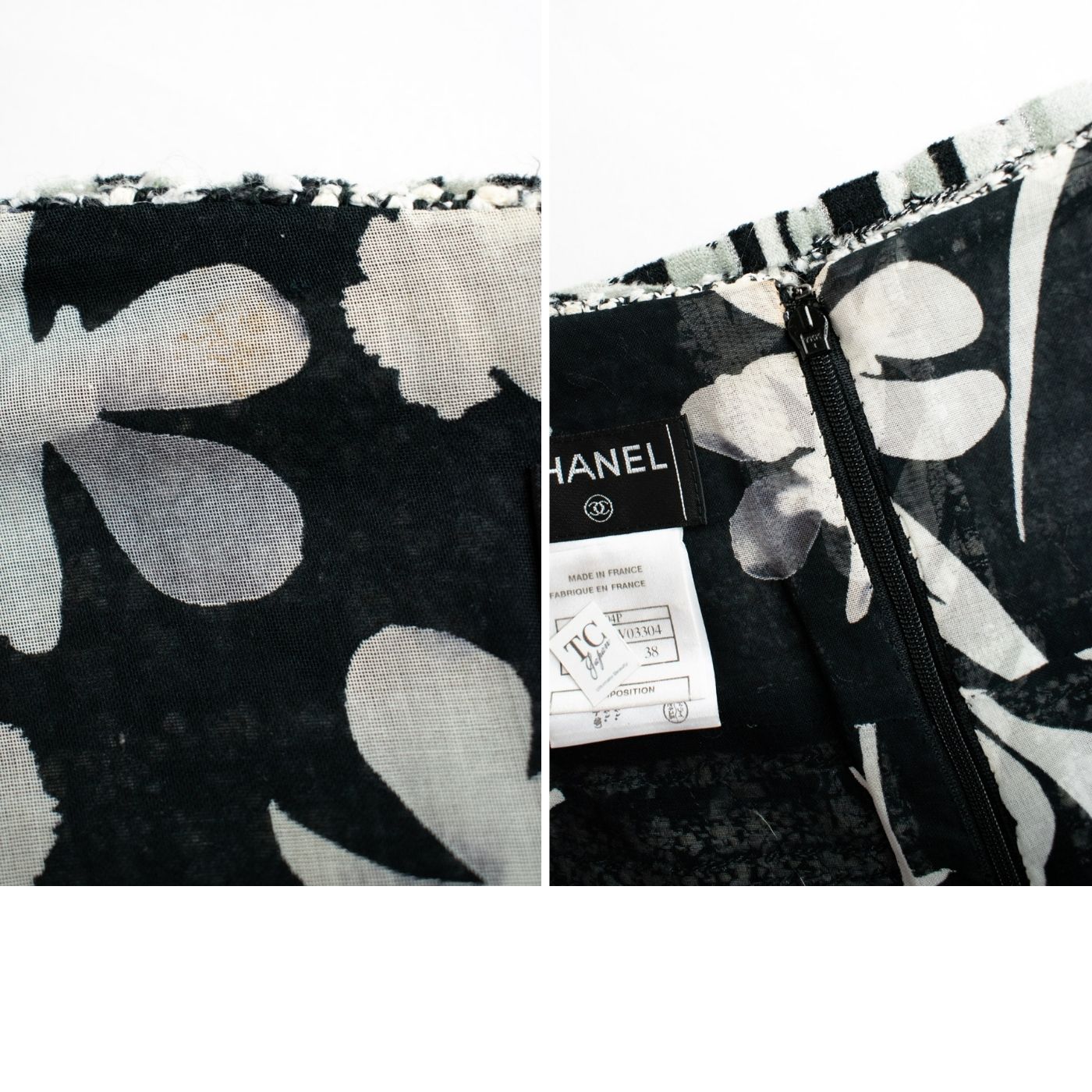 CHANEL 04S Black White CC Logo Wool Silk Cotton Lesage Tweed Skirt 38 シャネル ブラック ホワイト CC ロゴ ウール シルク コットン ルサージュ ツイード スカート 即発